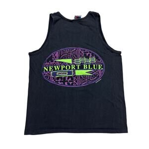 Vintage 1991 Newport Blue Tank Top Men's Large Beach Lounge Casual